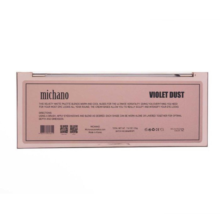 پالت سایه ۱۲ رنگ VIOLET DUST میچانو